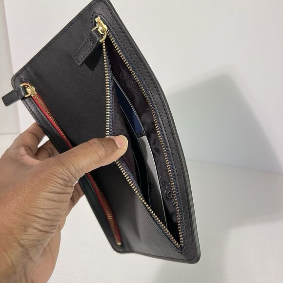 ROYCE New York RFID-Blocking Four Zip Organizer Travel Case Black Leather Wallet - Picture 5 of 9